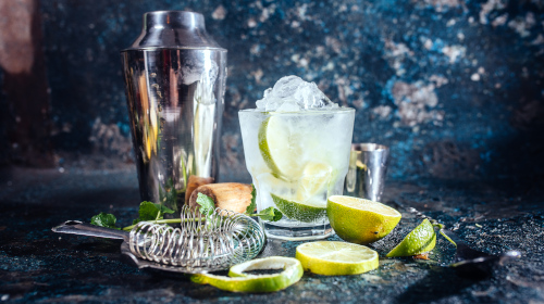 Chilled vodka and lime cocktail