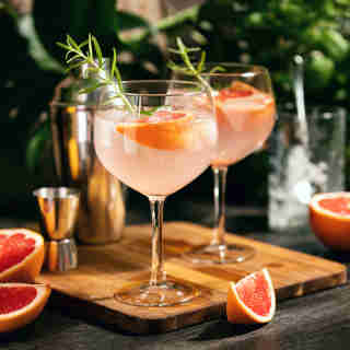 Grapefruit cocktails on a terrace