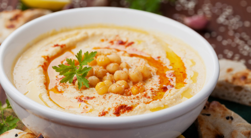 Chickpea houmous served in a bowl