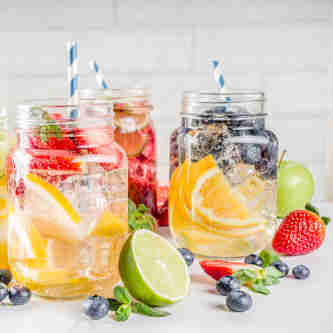 Infused drinks with fruit pieces